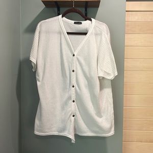 Short Sleeve V Neck Button Down T Shirts Tie Front Knot